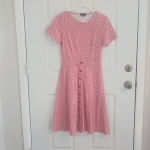 Berydress soft pink and white polka dot cotton a-line  midi dress size S